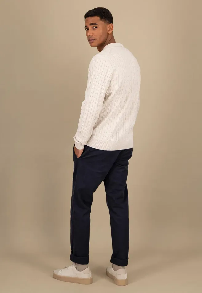 Cardigan Men FYNCHHATTON Part Jacket With A Braid Pattern Navynew Offwhite