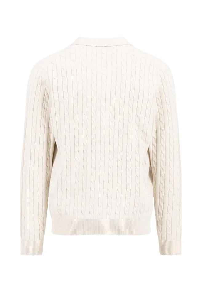 Cardigan Men FYNCHHATTON Part Jacket With A Braid Pattern Navynew Offwhite