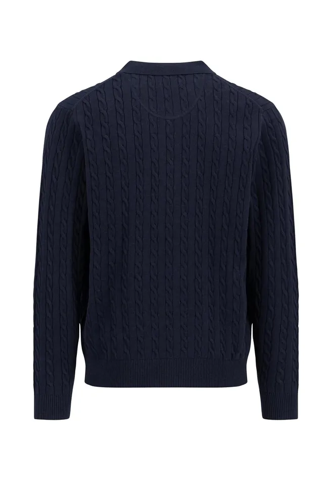 Cardigan Men FYNCHHATTON Part Jacket With A Braid Pattern Navynew Offwhite