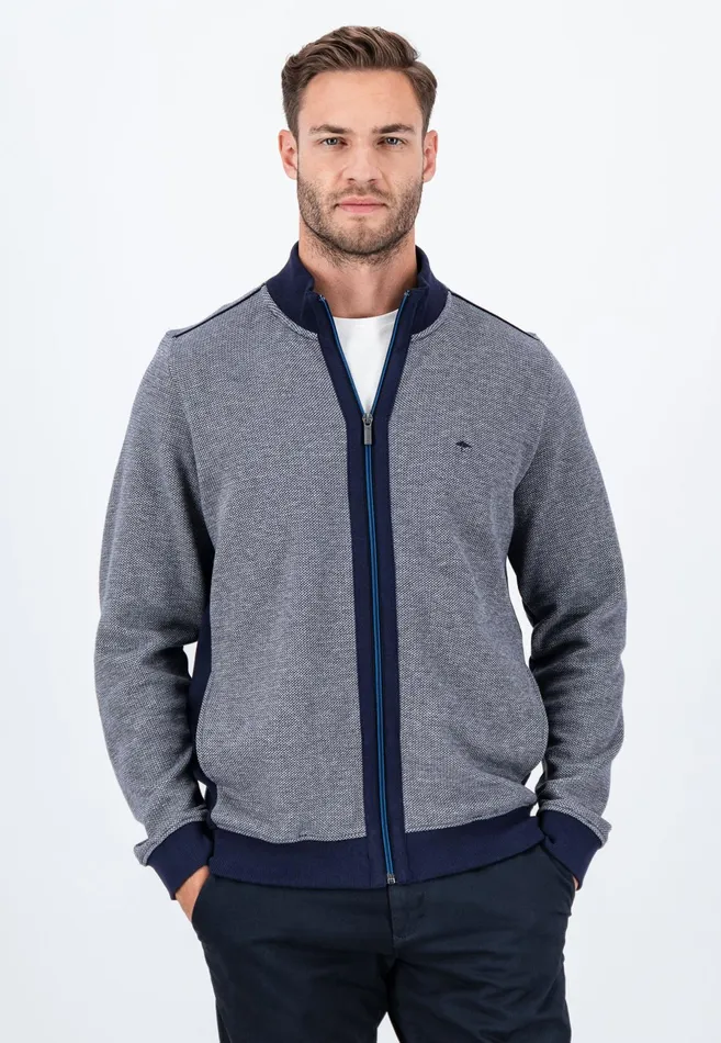 Cardigan Men FYNCHHATTON Parting Jacket Made Of Cotton In Twocolor Look Navy
