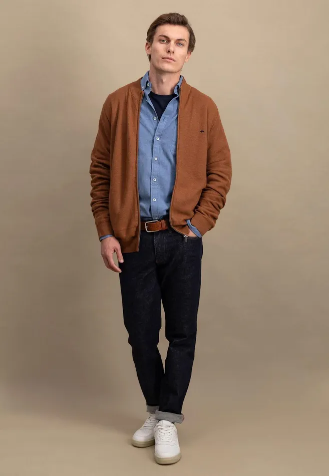 Cardigan Men FYNCHHATTON Parting Jacket Made Of Cotton Navyhazelruby Redlight Khakidark Emerald