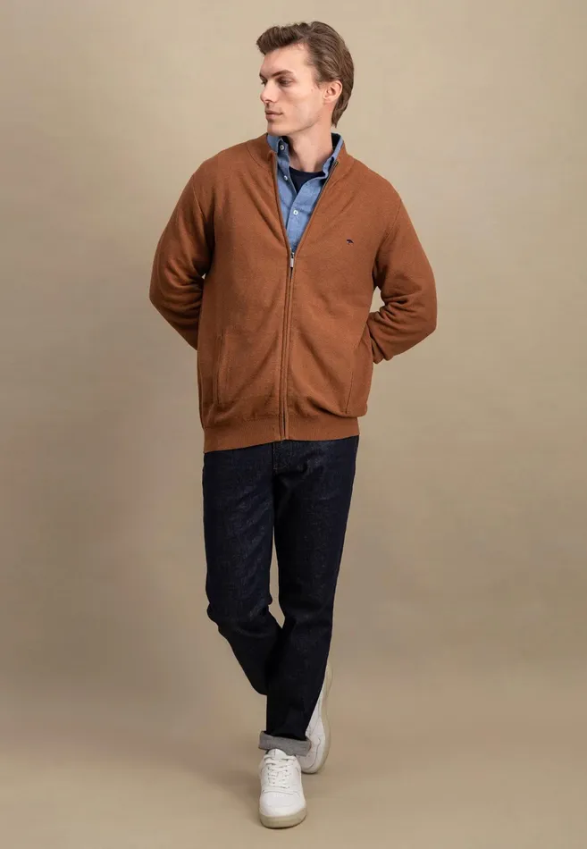 Cardigan Men FYNCHHATTON Parting Jacket Made Of Cotton Navyhazelruby Redlight Khakidark Emerald