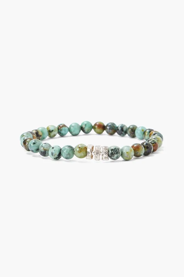 Chan Luu Bracelets African Turquoise And Etched Silver Stretch Bracelet 8211 Women