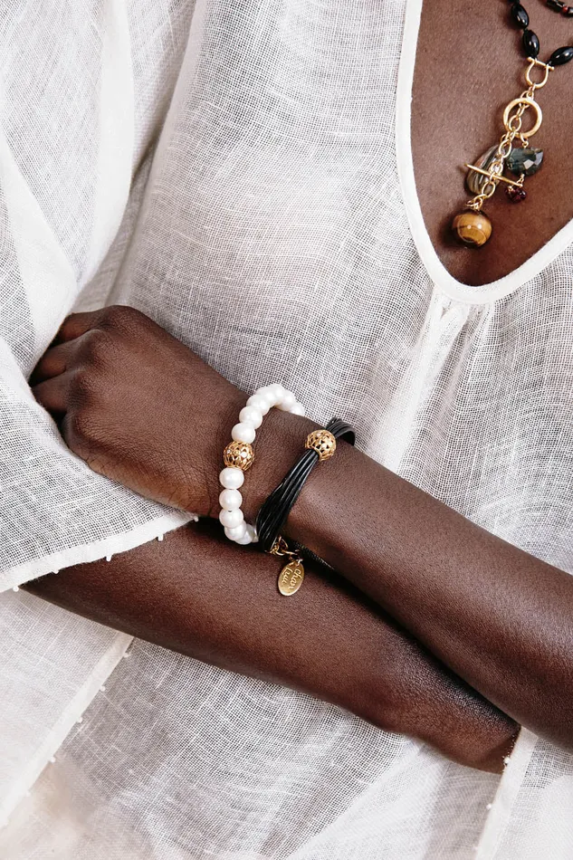 Chan Luu Bracelets Felicity Diamond Single Wrap Bracelet White Pearl 8211 Women