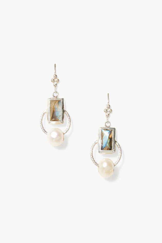 Chan Luu Earrings Halo Drop Earrings Silver Labradorite Mix 8211 Women