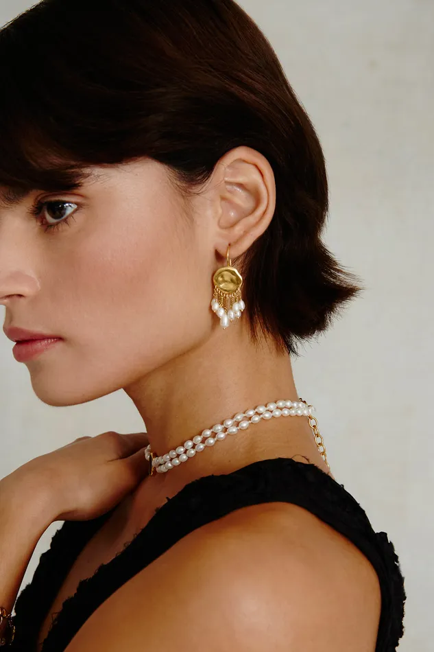Chan Luu Earrings Medusa Earrings Gold White Pearl 8211 Women