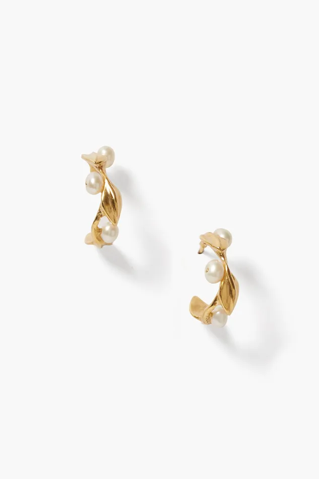 Chan Luu Earrings Olive Branch Hoop Earrings Mini Gold 8211 Women