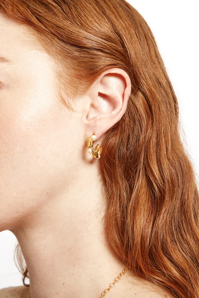 Chan Luu Earrings Olive Branch Hoop Earrings Mini Gold 8211 Women