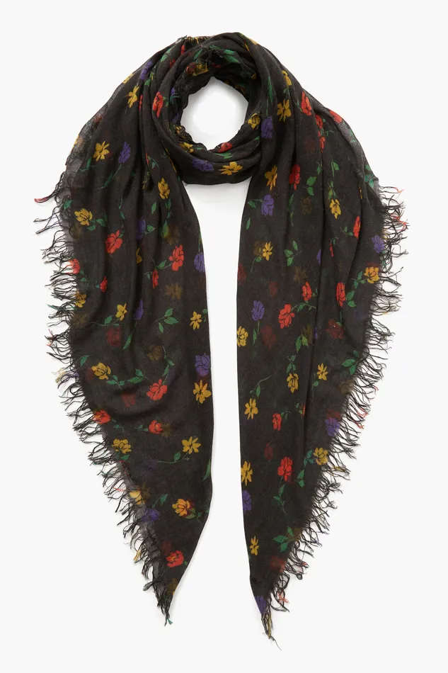 Chan Luu Scarves Cashmere And Silk Scarf Black Valentina Floral 8211 Women