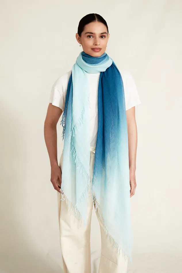 Chan Luu Scarves Cashmere And Silk Scarf Blue Steel Dip Dyed 8211 Women