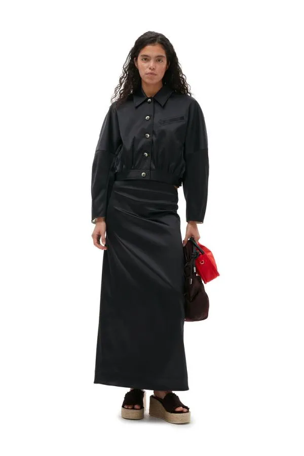 Clothing GANNI CoOrds Double Satin Short Jacket Black