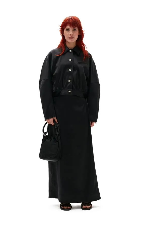 Clothing GANNI CoOrds Double Satin Short Jacket Black