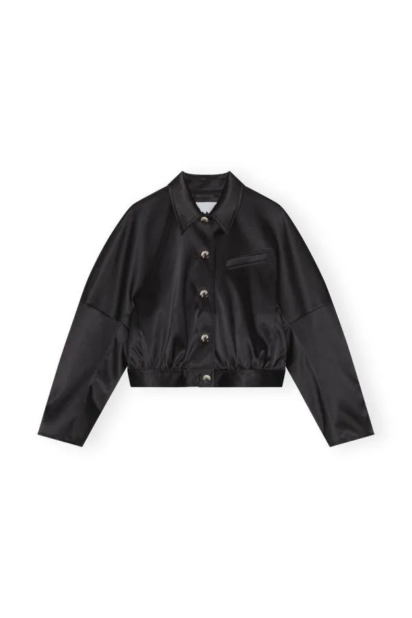 Clothing GANNI CoOrds Double Satin Short Jacket Black