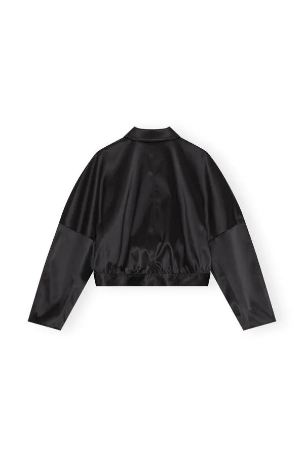 Clothing GANNI CoOrds Double Satin Short Jacket Black