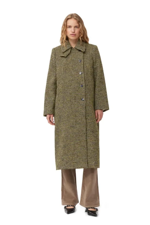 Clothing GANNI CoOrds Woollen Checkered Coat Blazing Yellow