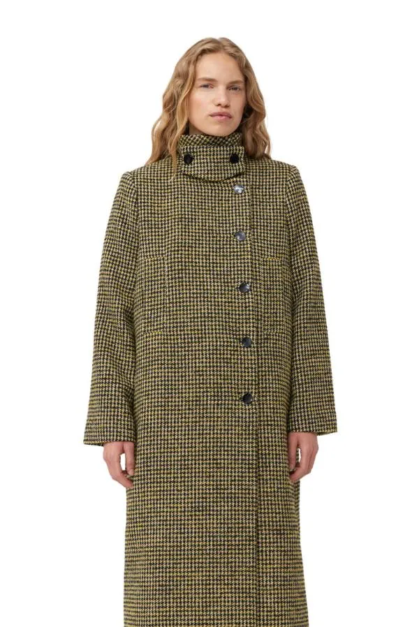Clothing GANNI CoOrds Woollen Checkered Coat Blazing Yellow Clothing GANNI CoOrds Woollen Checkered Coat Blazing Yellow