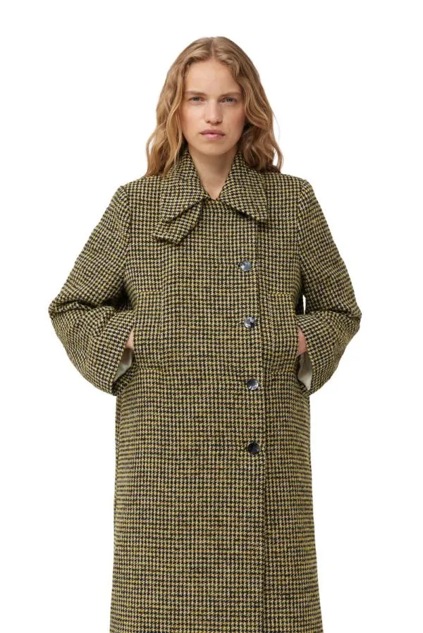 Clothing GANNI CoOrds Woollen Checkered Coat Blazing Yellow Clothing GANNI CoOrds Woollen Checkered Coat Blazing Yellow