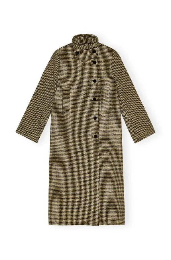 Clothing GANNI CoOrds Woollen Checkered Coat Blazing Yellow Clothing GANNI CoOrds Woollen Checkered Coat Blazing Yellow