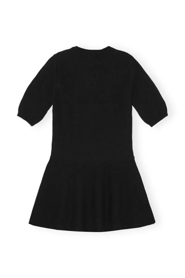 Clothing GANNI Dresses Black Logo Wool Mix Mini Dress Black Clothing GANNI Dresses Black Logo Wool Mix Mini Dress Black