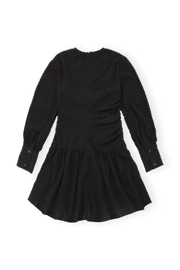 Clothing GANNI Dresses Black Seersucker Gathered Mini Dress Black Clothing GANNI Dresses Black Seersucker Gathered Mini Dress Black