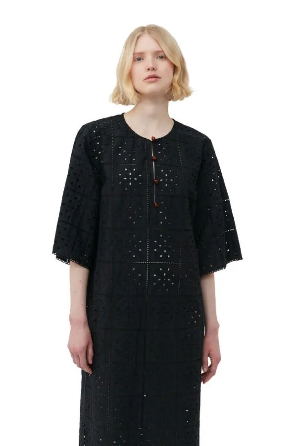 Clothing GANNI Dresses Broderie Anglaise Tshirt Dress Black Clothing GANNI Dresses Broderie Anglaise Tshirt Dress Black