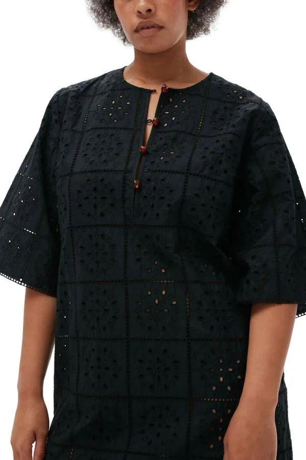 Clothing GANNI Dresses Broderie Anglaise Tshirt Dress Black Clothing GANNI Dresses Broderie Anglaise Tshirt Dress Black
