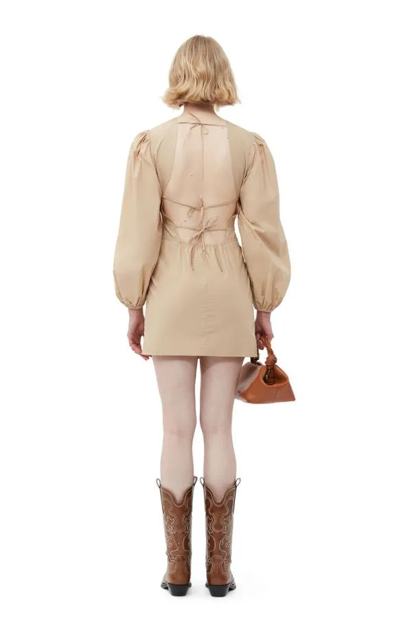 Clothing GANNI Dresses Cotton Poplin Open Back Mini Dress Curds And Whey