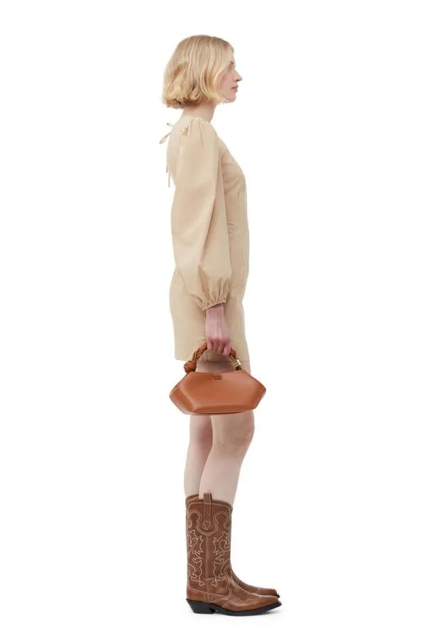 Clothing GANNI Dresses Cotton Poplin Open Back Mini Dress Curds And Whey