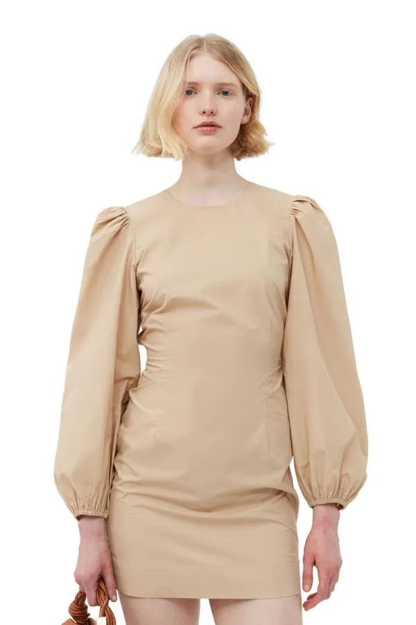 Clothing GANNI Dresses Cotton Poplin Open Back Mini Dress Curds And Whey