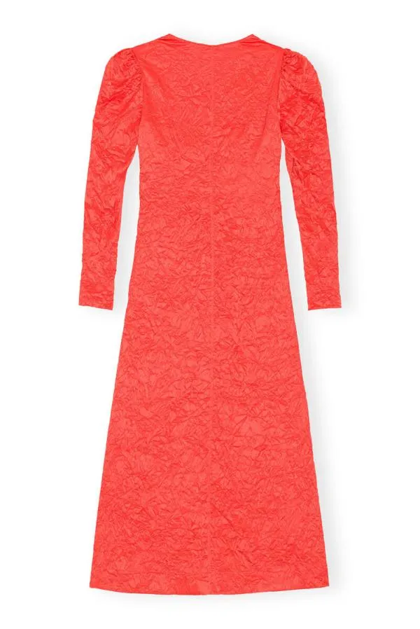 Clothing GANNI Dresses Red Crinkled Satin Long Dress Grenadine