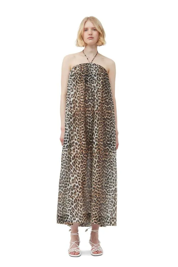 Clothing GANNI Dresses Sheer Voile Maxi Strap Dress Almond Milk