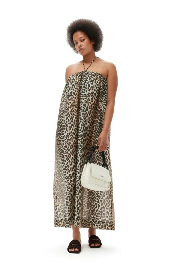 Clothing GANNI Dresses Sheer Voile Maxi Strap Dress Almond Milk Clothing GANNI Dresses Sheer Voile Maxi Strap Dress Almond Milk
