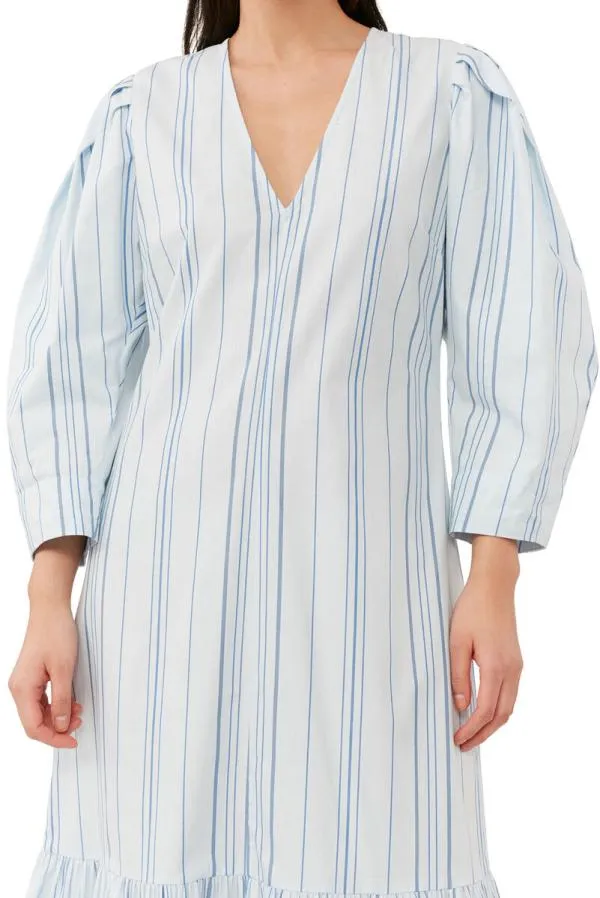 Clothing GANNI Dresses Striped Twill Vneck Maxi Dress Heather Clothing GANNI Dresses Striped Twill Vneck Maxi Dress Heather