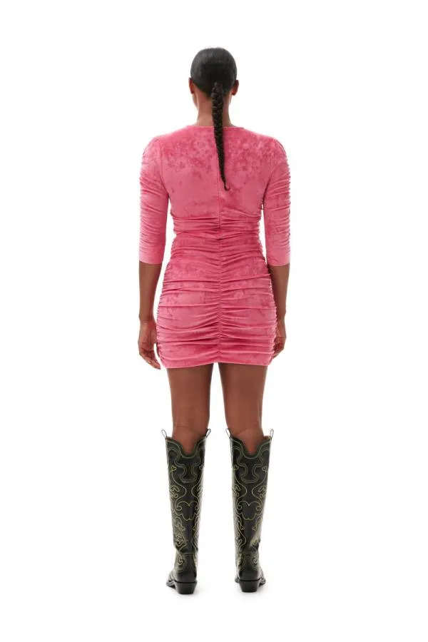 Clothing GANNI Dresses Velvet Oneck Dress Shocking Pink Clothing GANNI Dresses Velvet Oneck Dress Shocking Pink