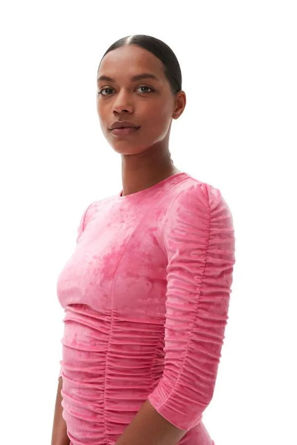 Clothing GANNI Dresses Velvet Oneck Dress Shocking Pink Clothing GANNI Dresses Velvet Oneck Dress Shocking Pink