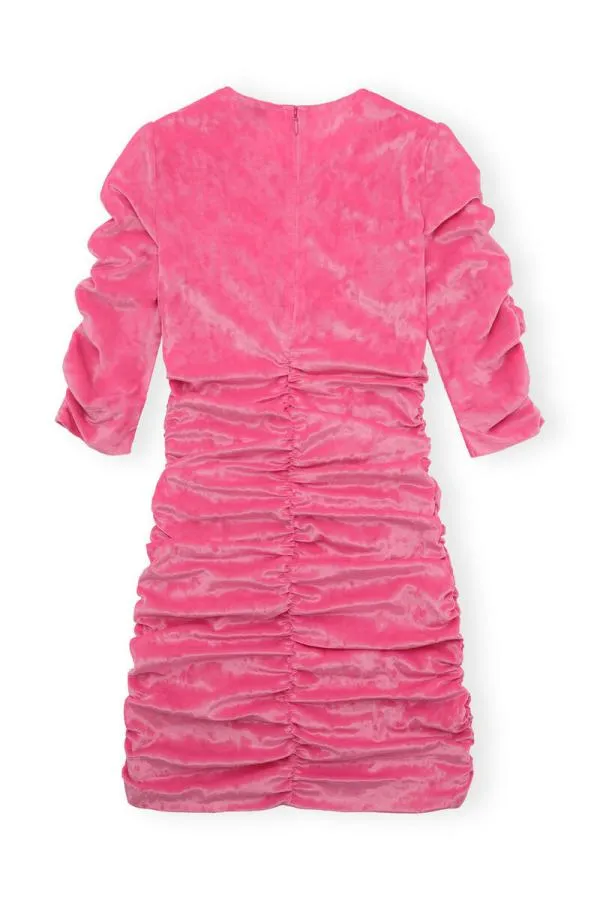Clothing GANNI Dresses Velvet Oneck Dress Shocking Pink Clothing GANNI Dresses Velvet Oneck Dress Shocking Pink