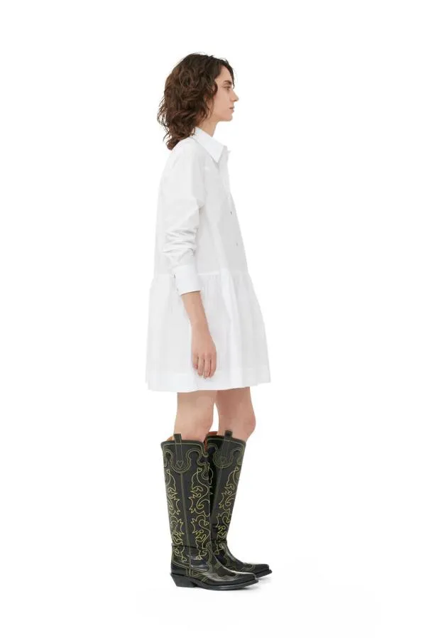 Clothing GANNI Dresses White Cotton Poplin Mini Shirt Dress Bright White Clothing GANNI Dresses White Cotton Poplin Mini Shirt Dress Bright White