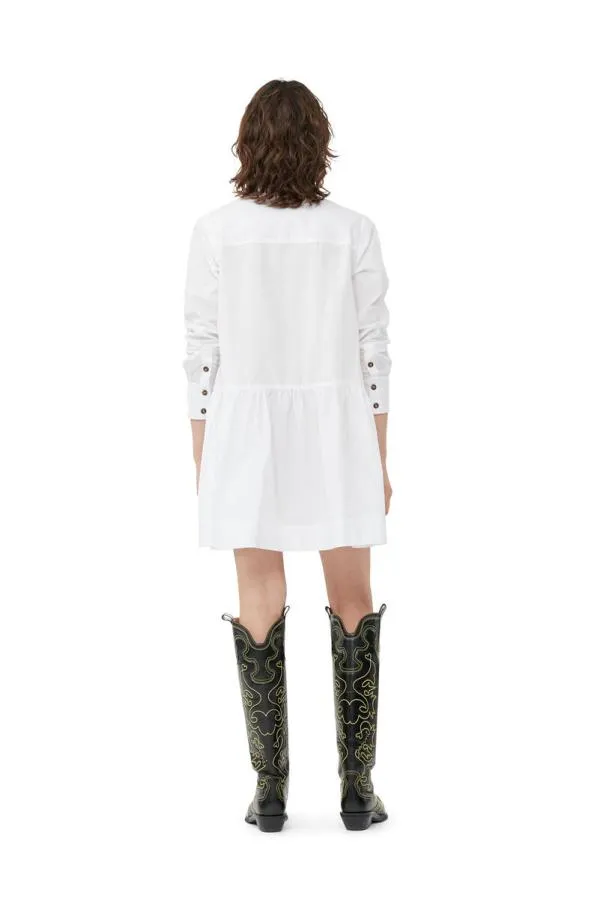 Clothing GANNI Dresses White Cotton Poplin Mini Shirt Dress Bright White Clothing GANNI Dresses White Cotton Poplin Mini Shirt Dress Bright White