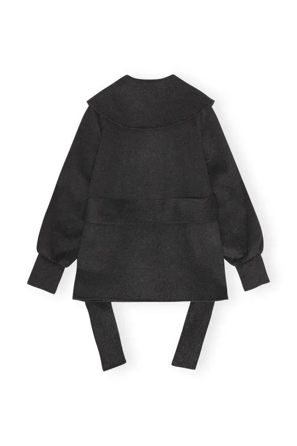 Clothing GANNI Extended Sizes Grey Wool Collar Jacket Phantom Clothing GANNI Extended Sizes Grey Wool Collar Jacket Phantom