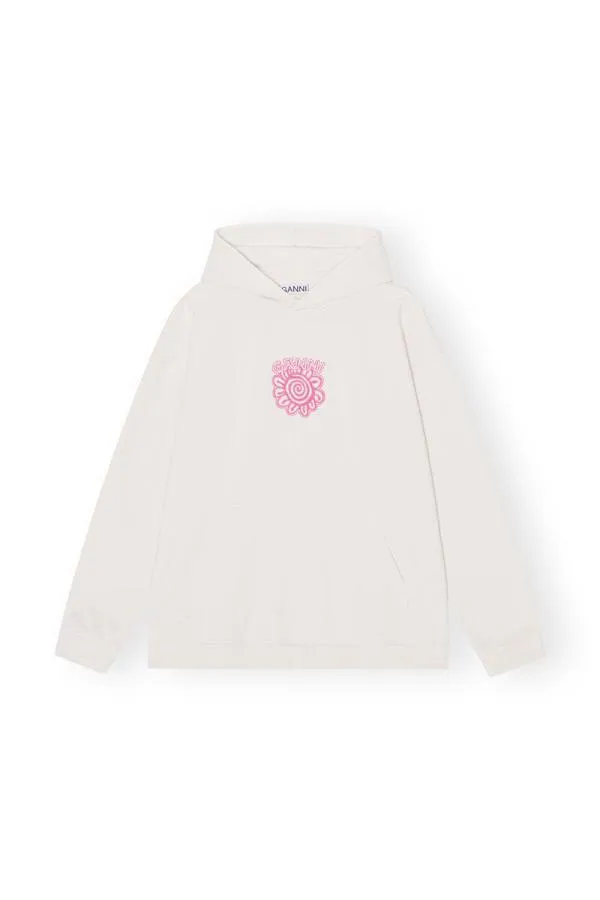 Clothing GANNI Extended Sizes Isoli Flower Oversized Hoodie Egret Clothing GANNI Extended Sizes Isoli Flower Oversized Hoodie Egret