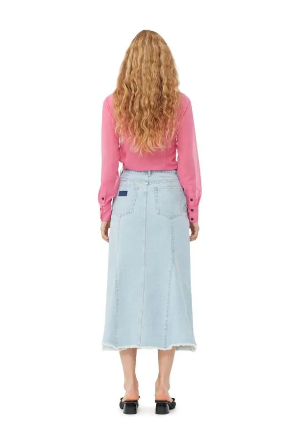 Clothing GANNI Extended Sizes Pink Chiffon Ruffle Shirt Cone Flower Clothing GANNI Extended Sizes Pink Chiffon Ruffle Shirt Cone Flower
