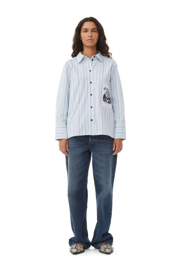 Clothing GANNI Extended Sizes Recut Striped Cotton Shirt Heather