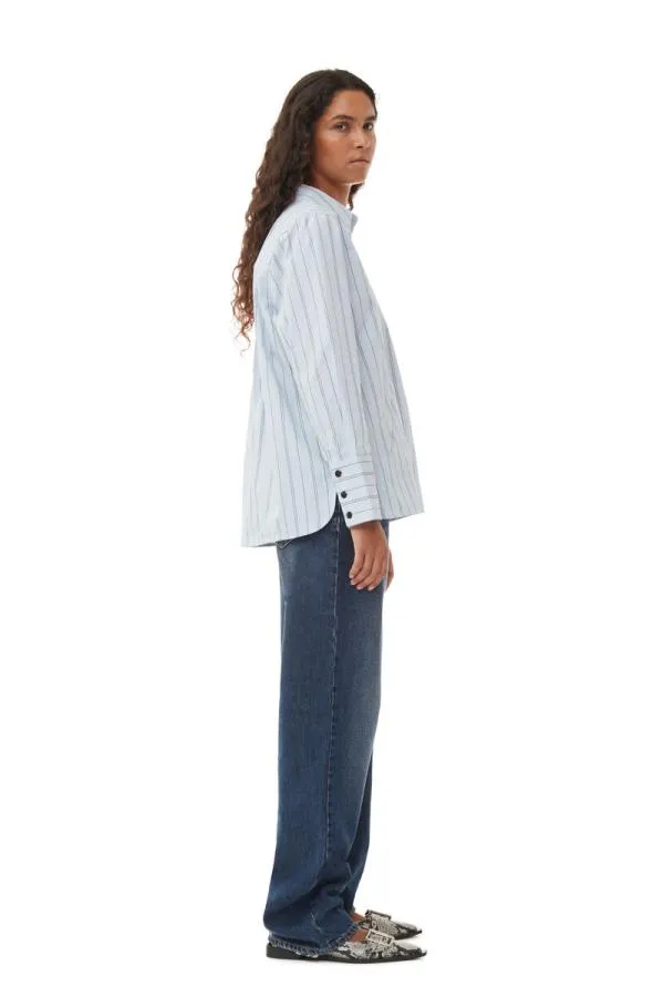 Clothing GANNI Extended Sizes Recut Striped Cotton Shirt Heather