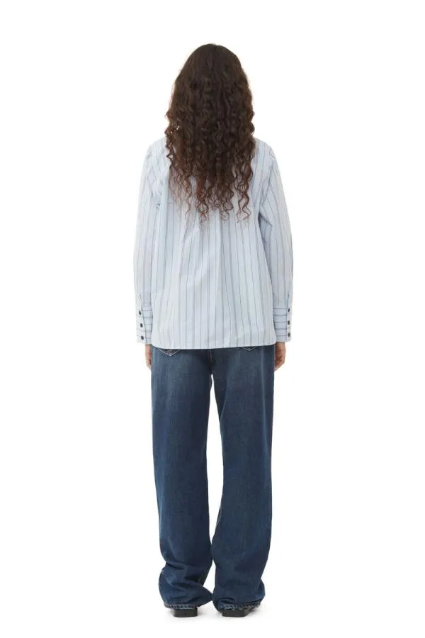 Clothing GANNI Extended Sizes Recut Striped Cotton Shirt Heather