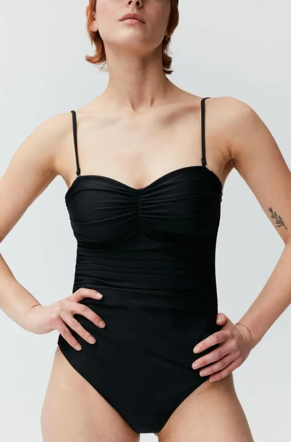 Clothing GANNI Extended Sizes Ruched Swimsuit Black Clothing GANNI Extended Sizes Ruched Swimsuit Black