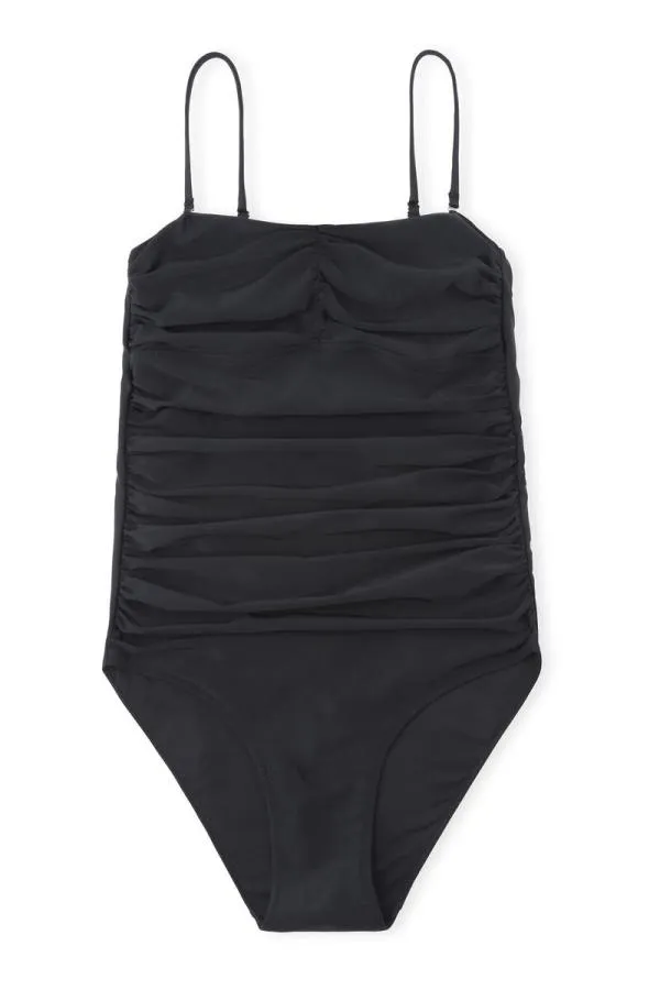 Clothing GANNI Extended Sizes Ruched Swimsuit Black Clothing GANNI Extended Sizes Ruched Swimsuit Black