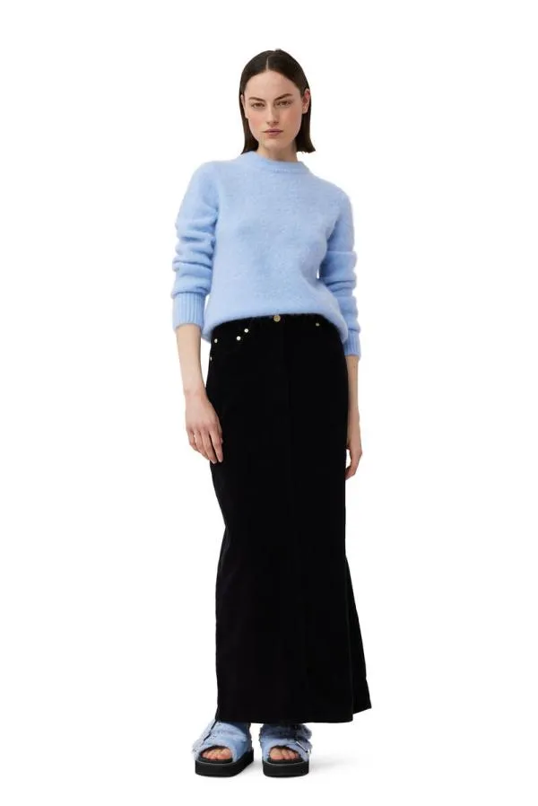 Clothing GANNI Knitwear Blue Brushed Alpaca ONeck Sweater Powder Blue Clothing GANNI Knitwear Blue Brushed Alpaca ONeck Sweater Powder Blue