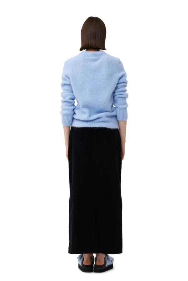 Clothing GANNI Knitwear Blue Brushed Alpaca ONeck Sweater Powder Blue Clothing GANNI Knitwear Blue Brushed Alpaca ONeck Sweater Powder Blue