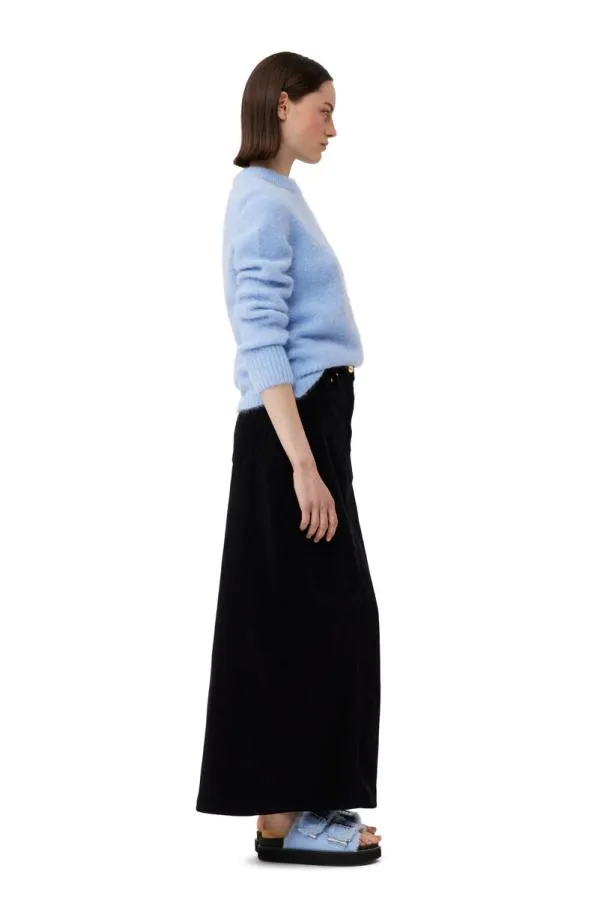 Clothing GANNI Knitwear Blue Brushed Alpaca ONeck Sweater Powder Blue Clothing GANNI Knitwear Blue Brushed Alpaca ONeck Sweater Powder Blue