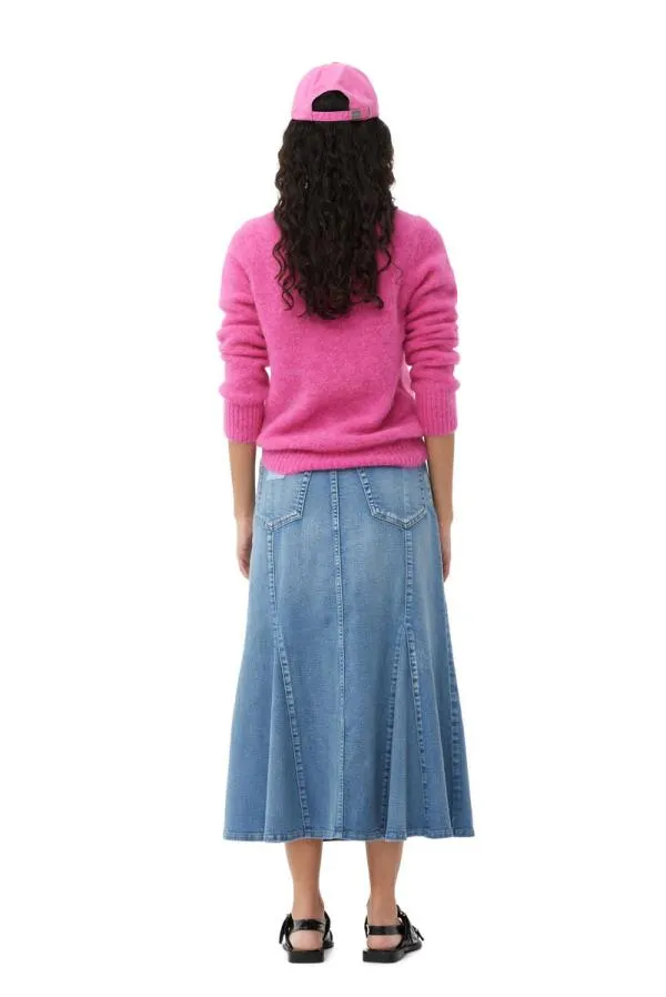 Clothing GANNI Knitwear Pink Brushed Alpaca ONeck Sweater Cone Flower Clothing GANNI Knitwear Pink Brushed Alpaca ONeck Sweater Cone Flower